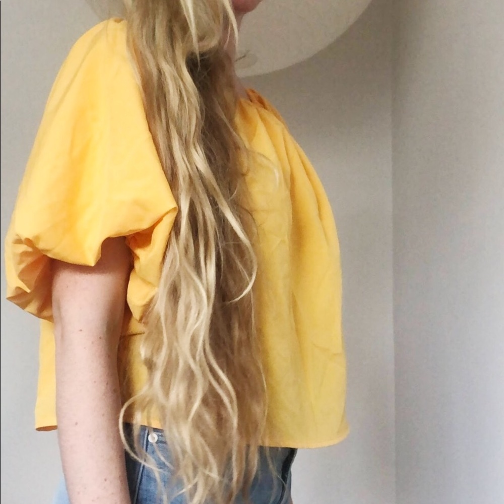 Orange puff sleeve top